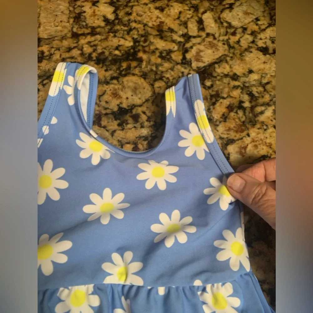 The Children’s Place Blue with Daisies One Piece Swimsuit